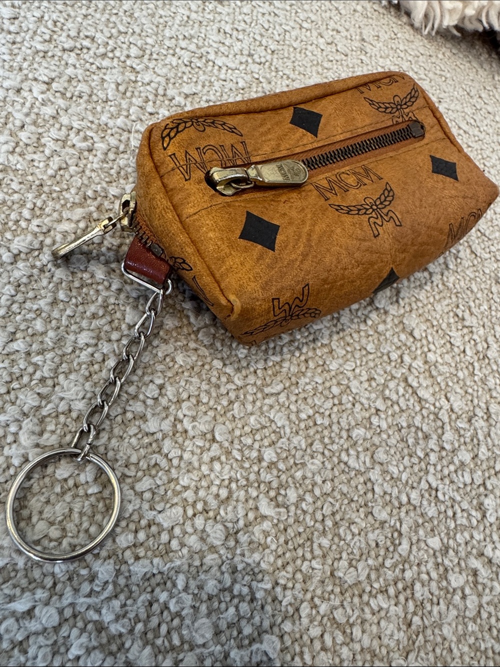 MCM Cognac Monogram Visetos Key Pouch 118m38